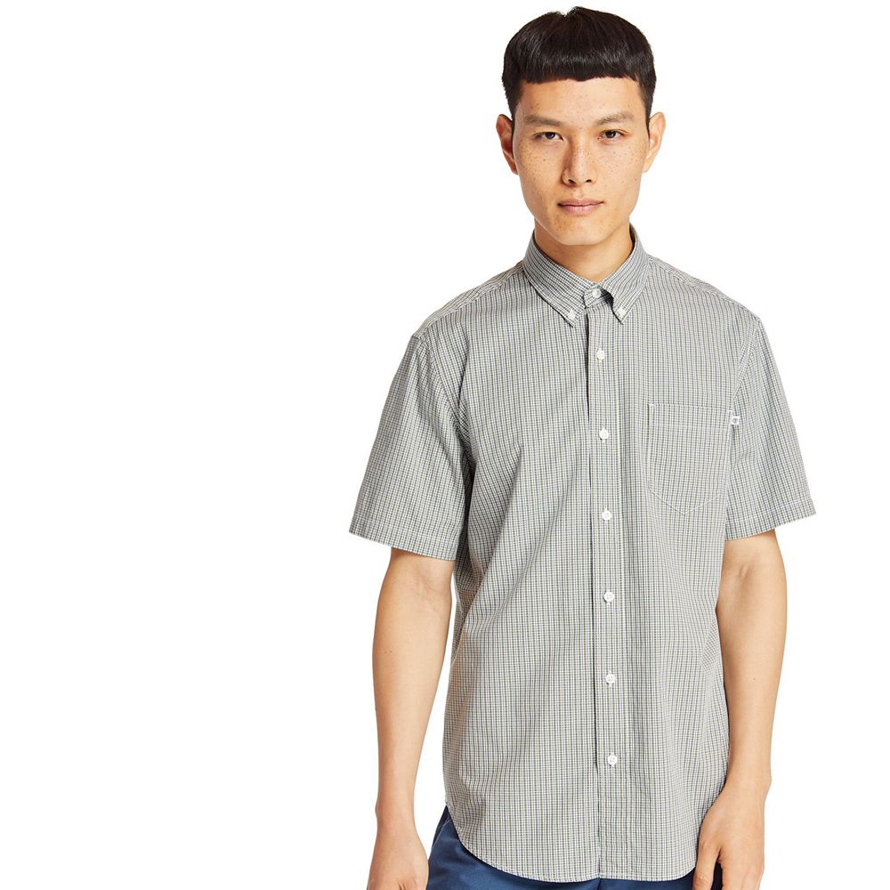 Timberland Mens Shirts Short-Sleeve Saco River Stretch - Grey - India IJ0685214